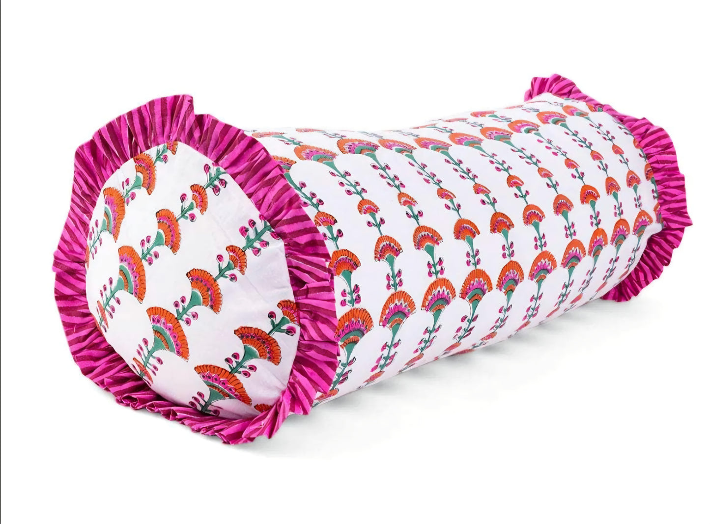 Furbish Pink Block Print Bolster