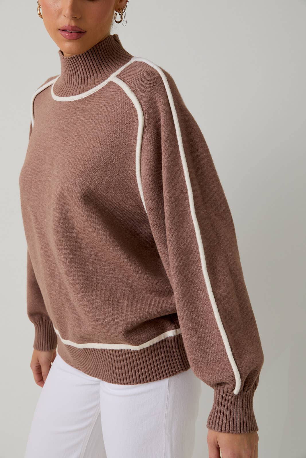 LONG SLEEVE STITCH DETAIL SWEATER TOP
