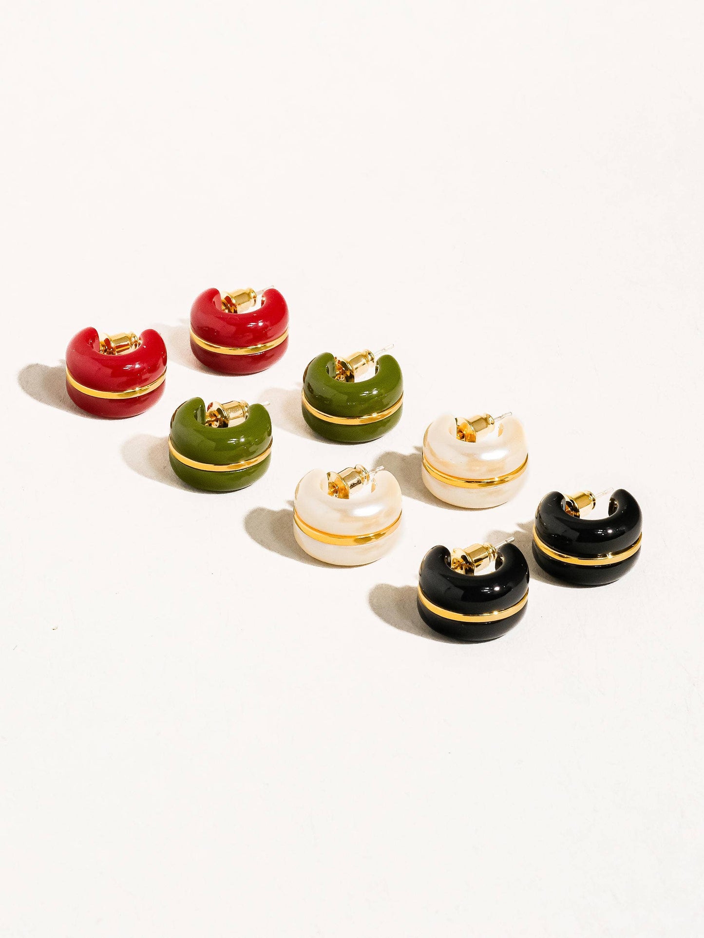 Arlo 18K Gold Small C Hoop Earring: Red