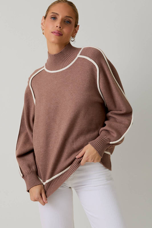 LONG SLEEVE STITCH DETAIL SWEATER TOP