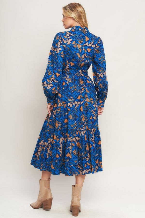 A printed woven shirt dress