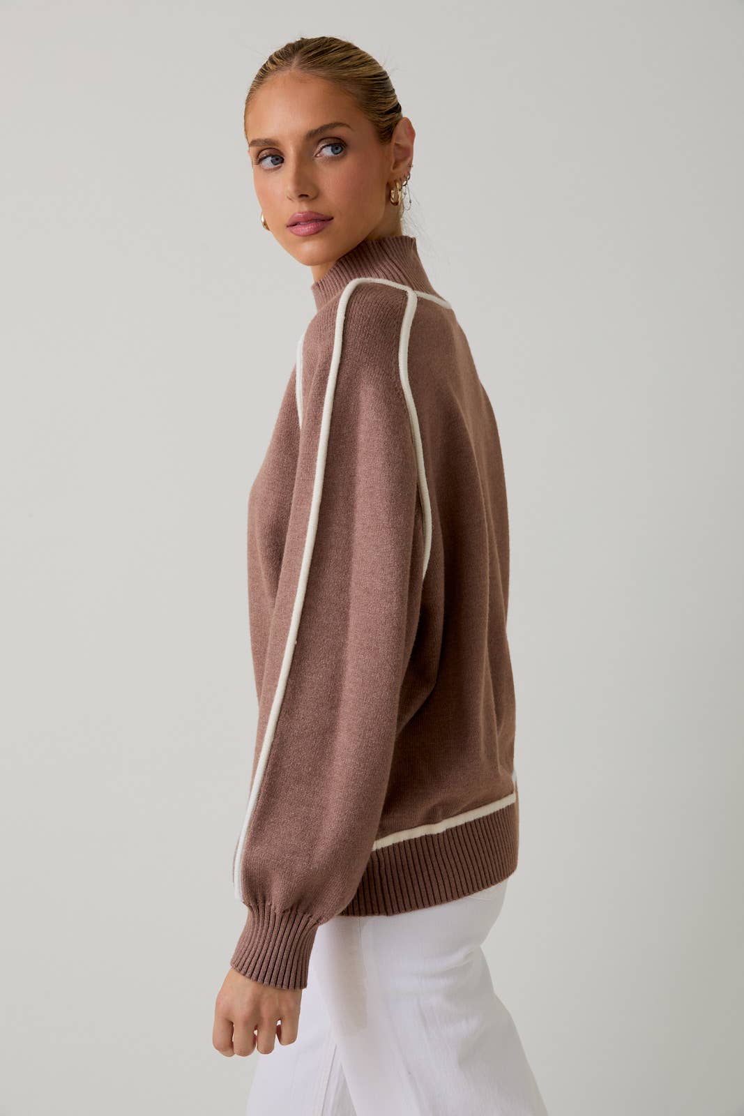 LONG SLEEVE STITCH DETAIL SWEATER TOP