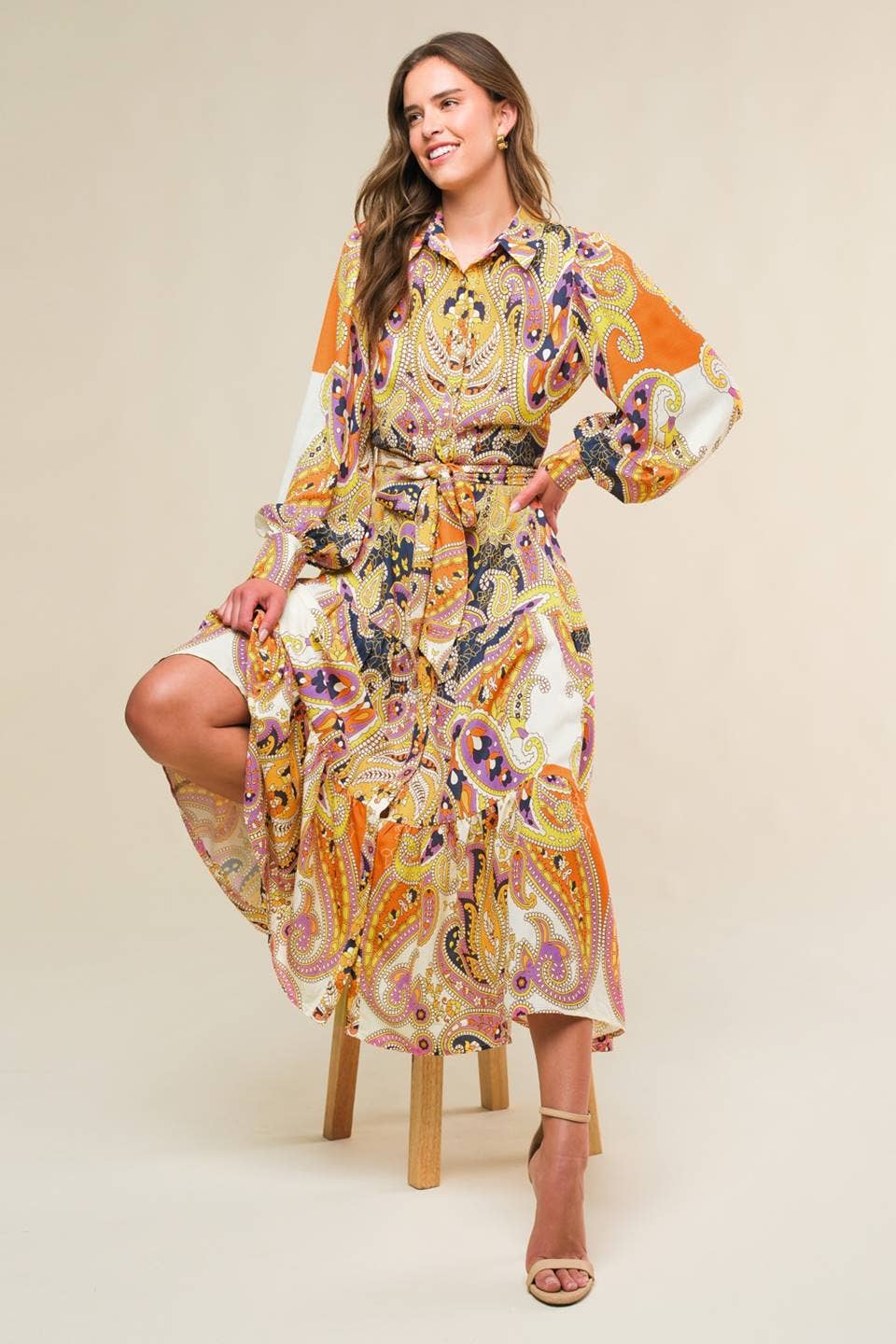 Colorful Paisley Midi Dress