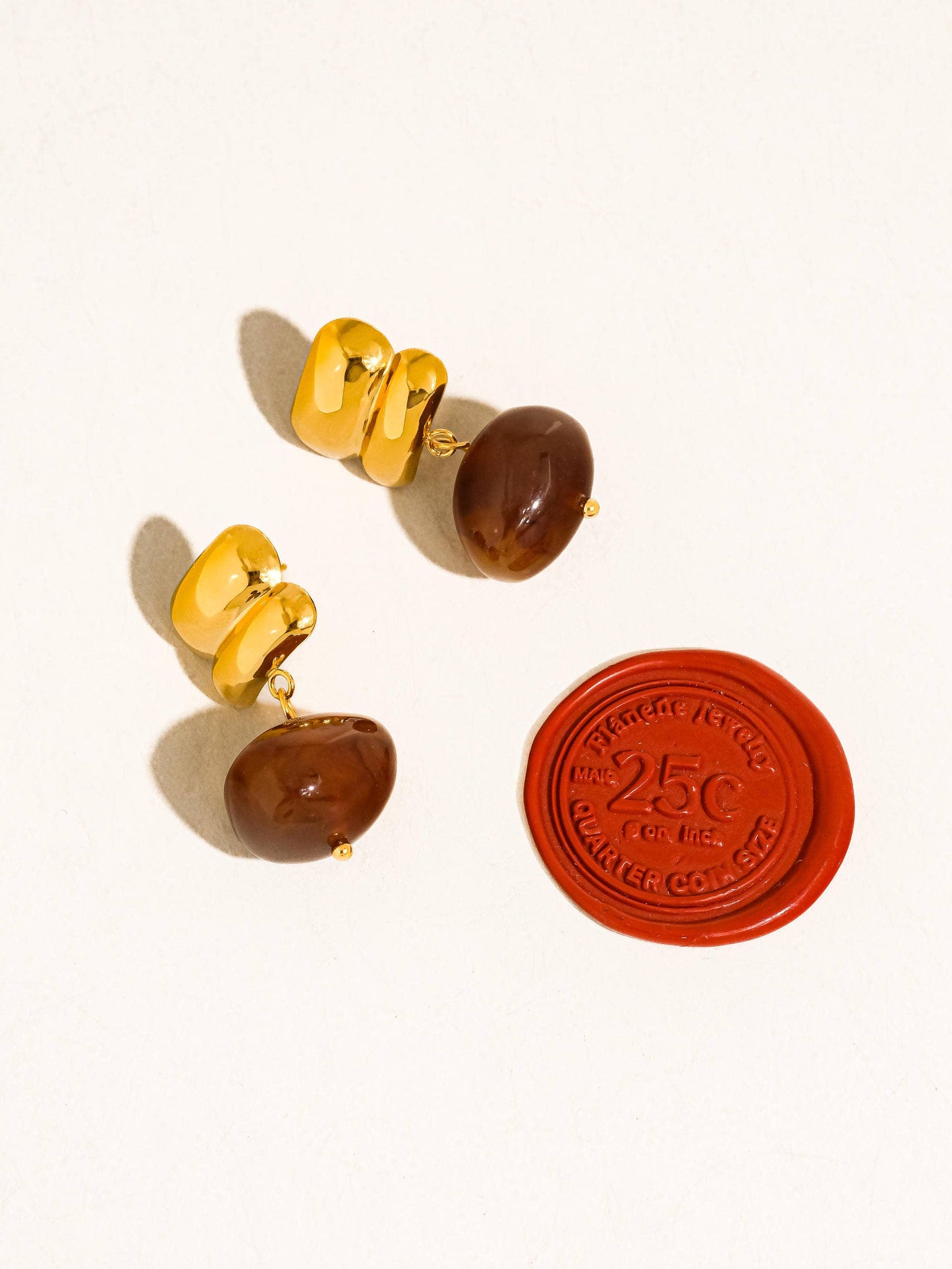 Annina 18K Gold Non-Tarnish Agate Drop Earrings: Yellow Gold
