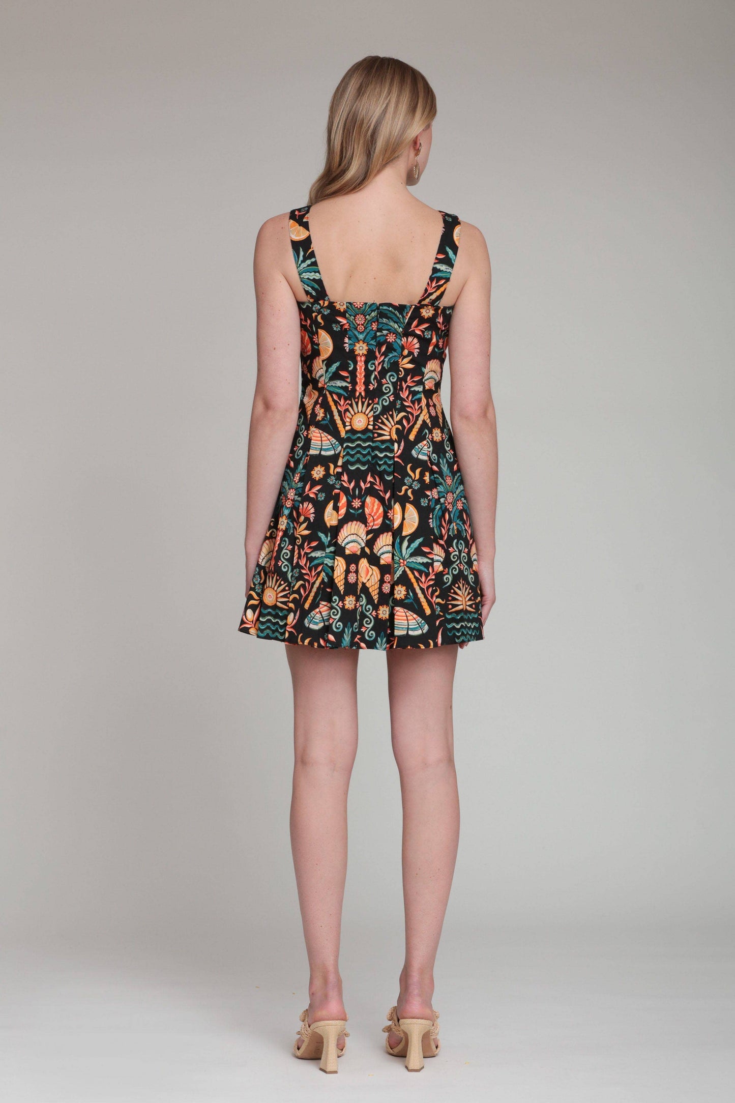 Tropical Palm Dress Black