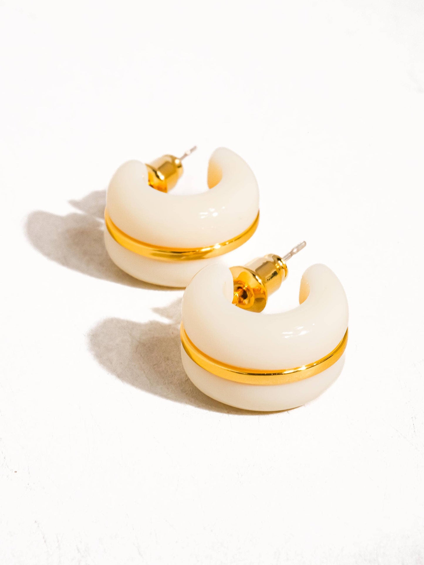 Arlo 18K Gold Small C Hoop Earring: Green