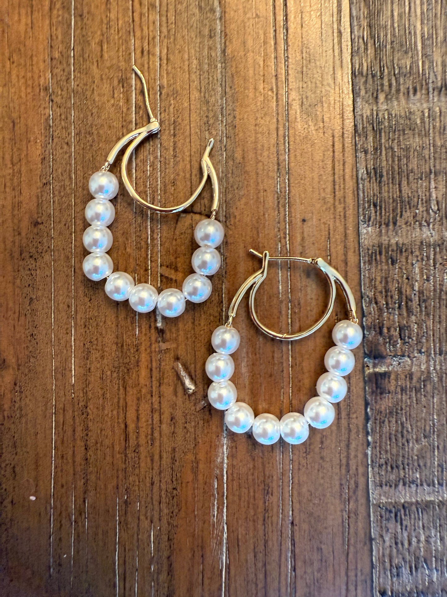 Gold and Pearl Modern Hoops