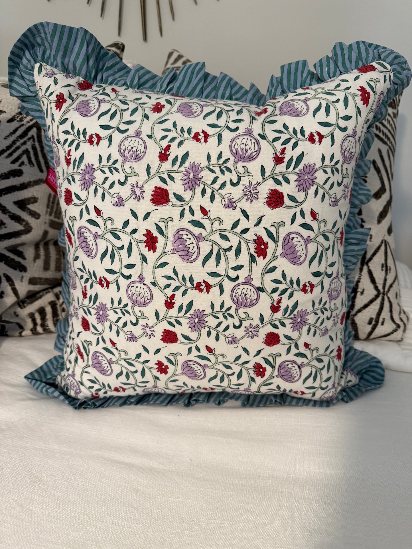 Furbish Loews Block Print Ruffle Pillow