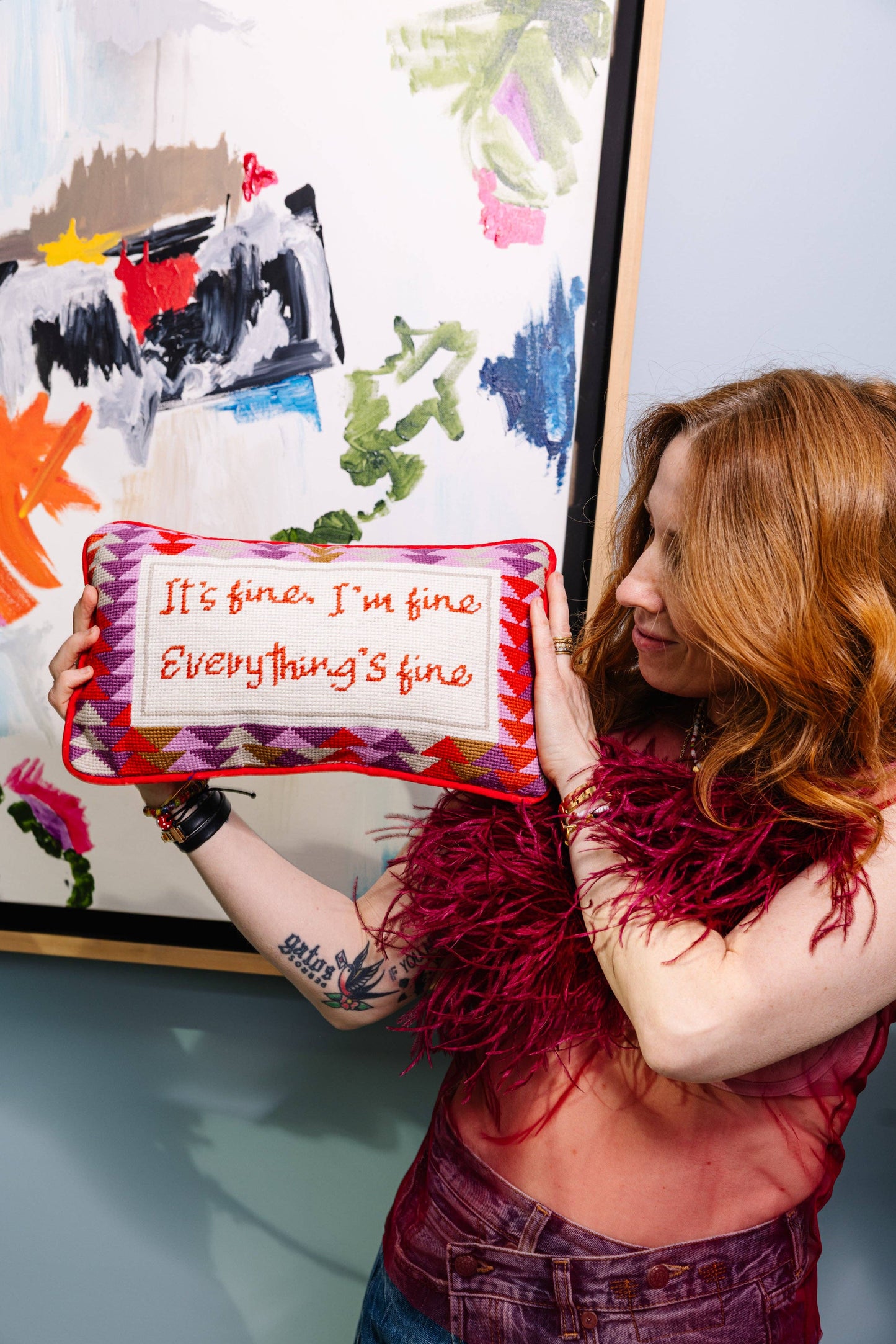 Everything's Fine Needlepoint Pillow