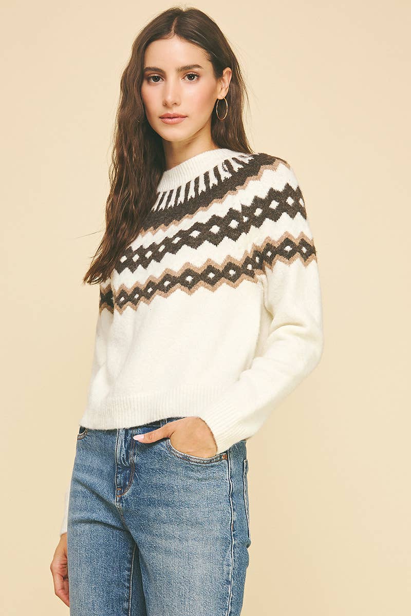 VINTAGE GEOMETRIC PATTERN SWEATER