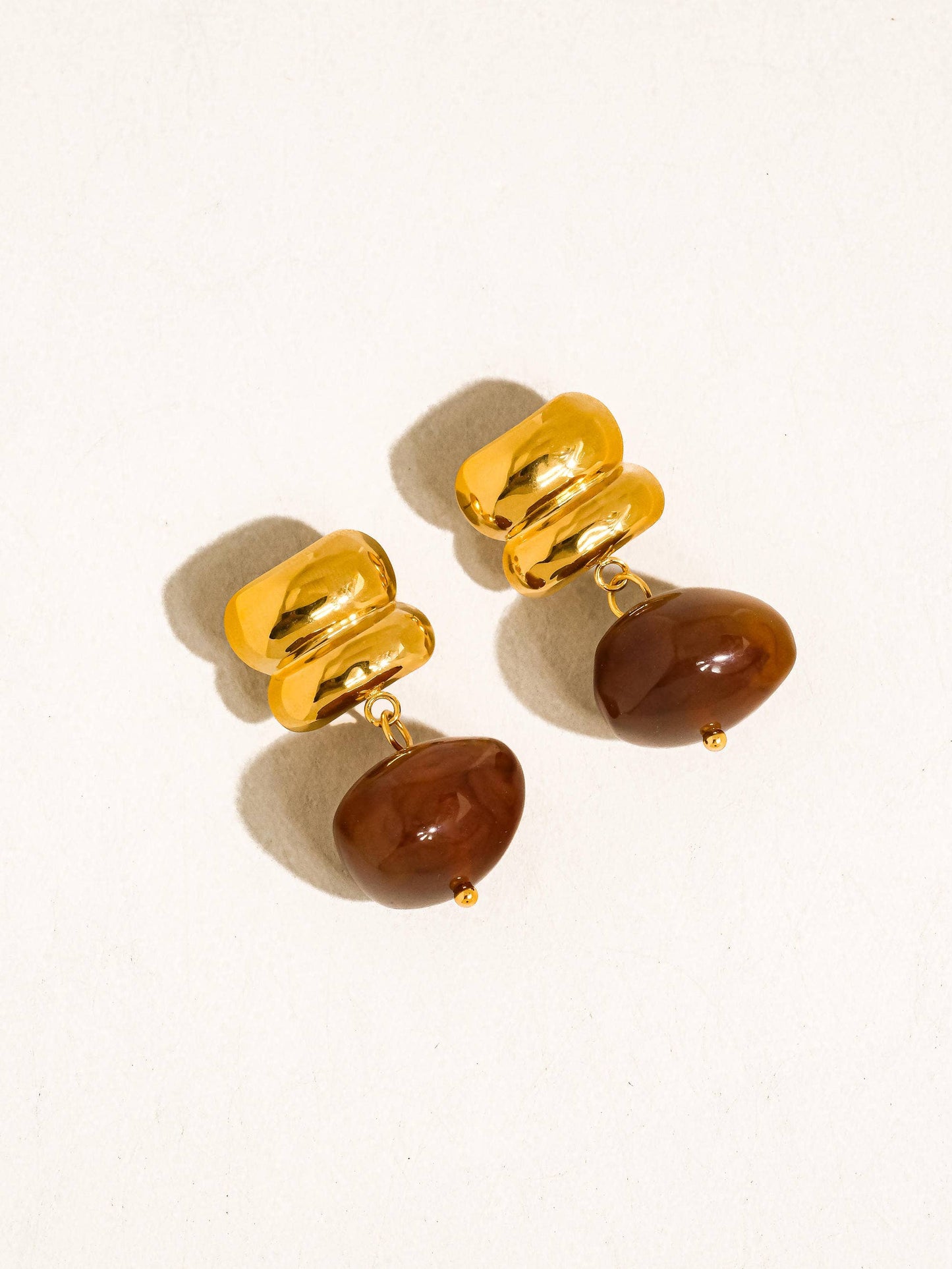 Annina 18K Gold Non-Tarnish Agate Drop Earrings: Yellow Gold