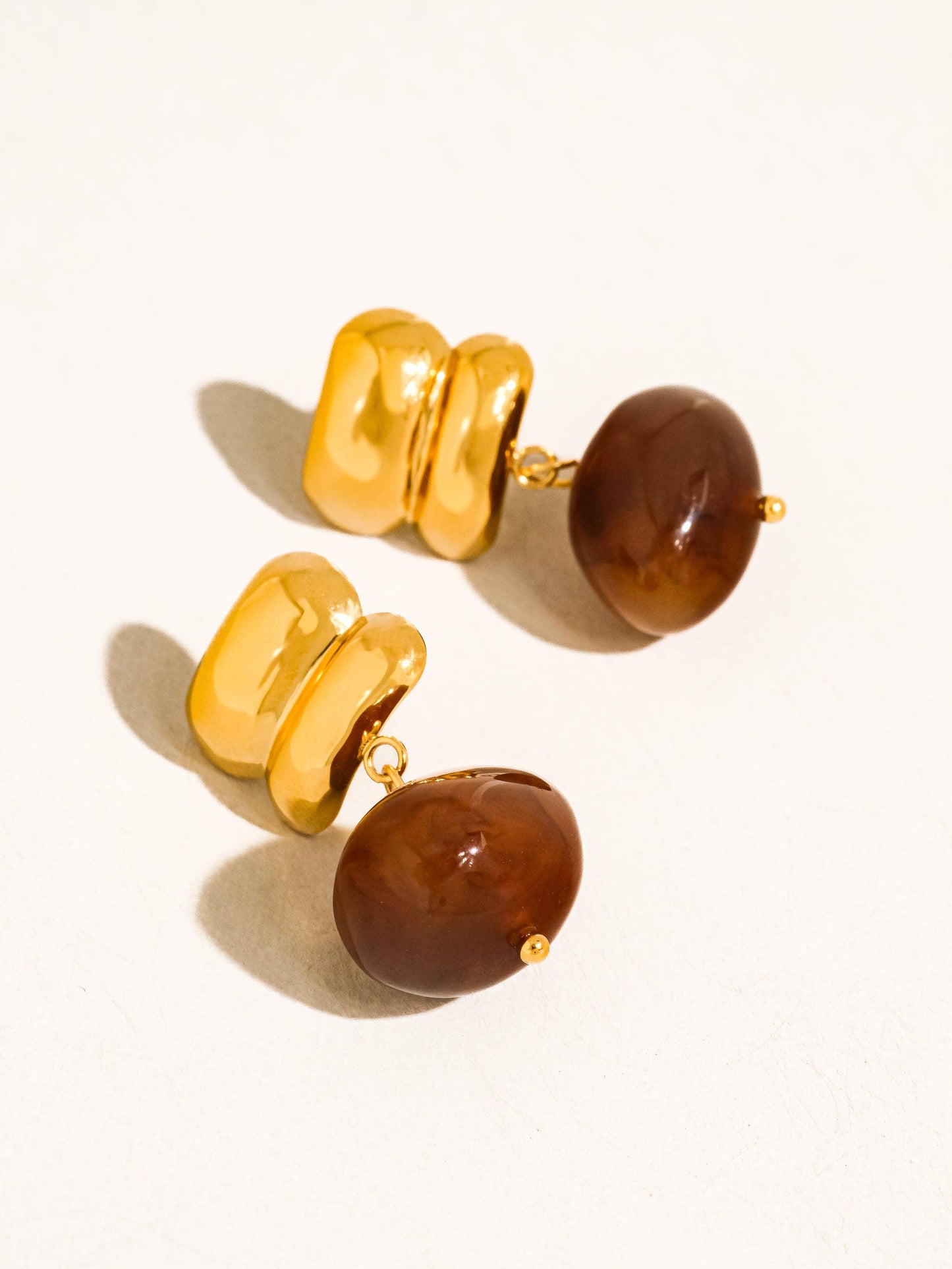 Annina 18K Gold Non-Tarnish Agate Drop Earrings: Yellow Gold