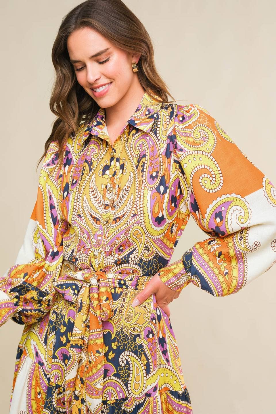 Colorful Paisley Midi Dress