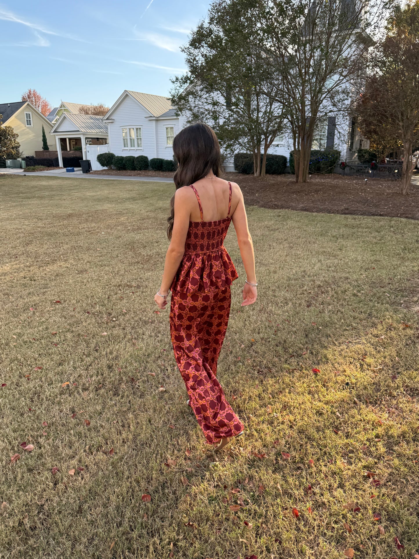 Chainlink Printed Satin Bubble Top