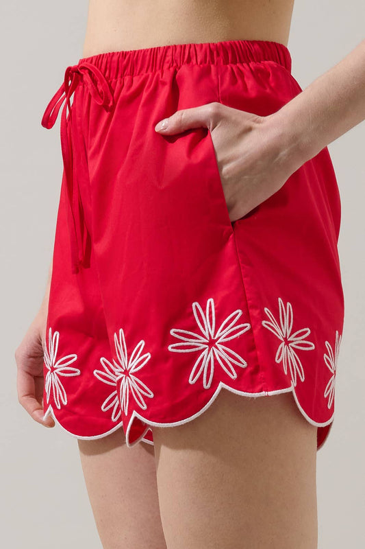 Dayna Embroidered Scalloped Shorts