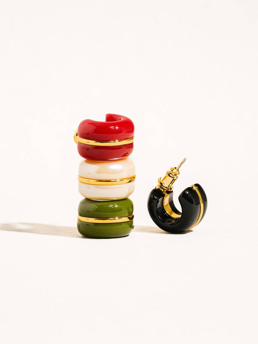 Arlo 18K Gold Small C Hoop Earring: Beige