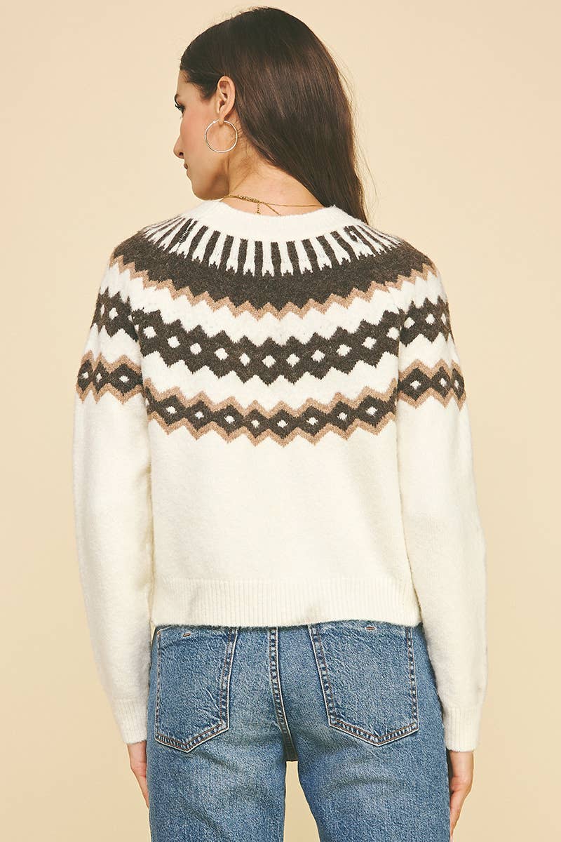 VINTAGE GEOMETRIC PATTERN SWEATER