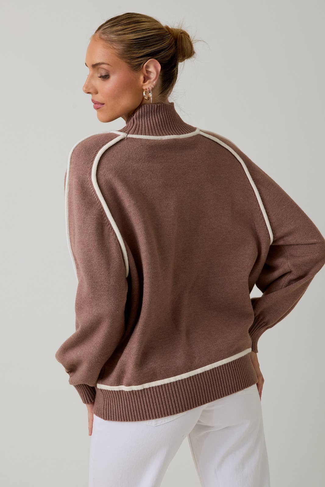 LONG SLEEVE STITCH DETAIL SWEATER TOP