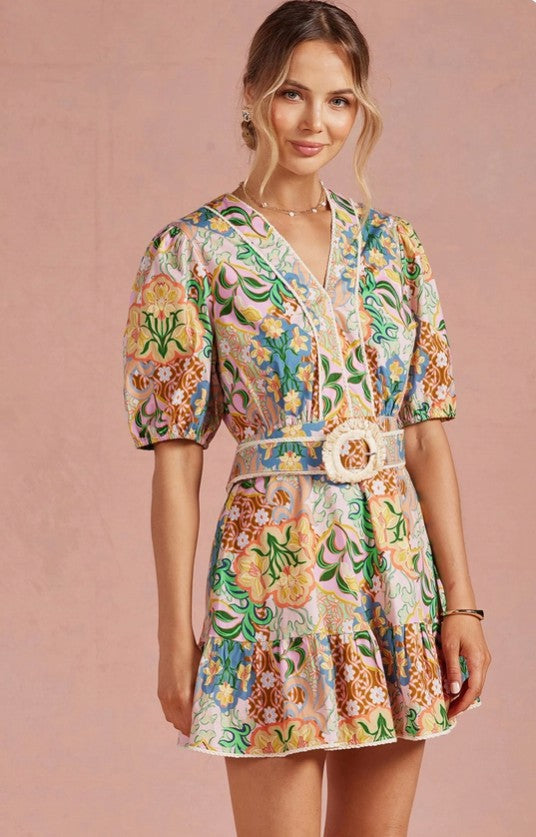 Floral Printed Belt Dress