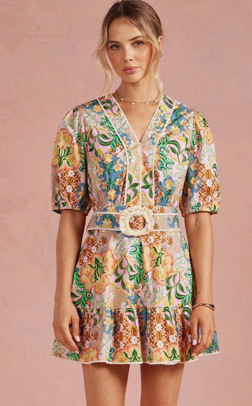 Floral Printed Belt Dress
